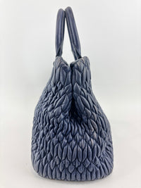 Matelasse Nappa Crystal Leather Small Tote Dark Blue
