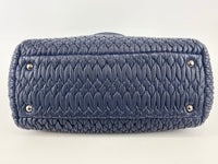Matelasse Nappa Crystal Leather Small Tote Dark Blue