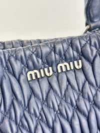 Matelasse Nappa Crystal Leather Small Tote Dark Blue