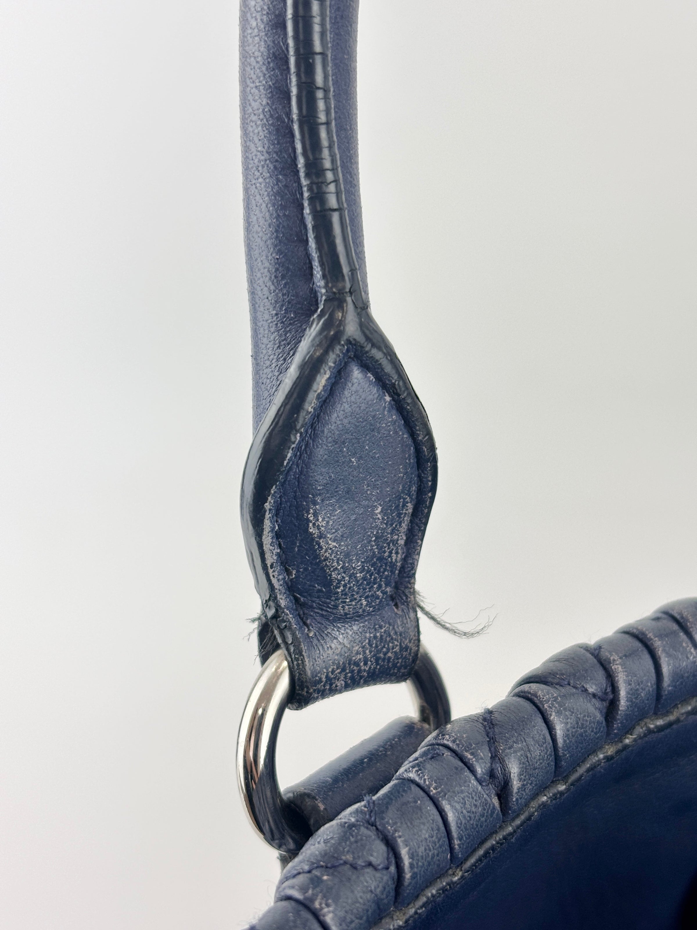 Matelasse Nappa Crystal Leather Small Tote Dark Blue