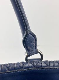 Matelasse Nappa Crystal Leather Small Tote Dark Blue