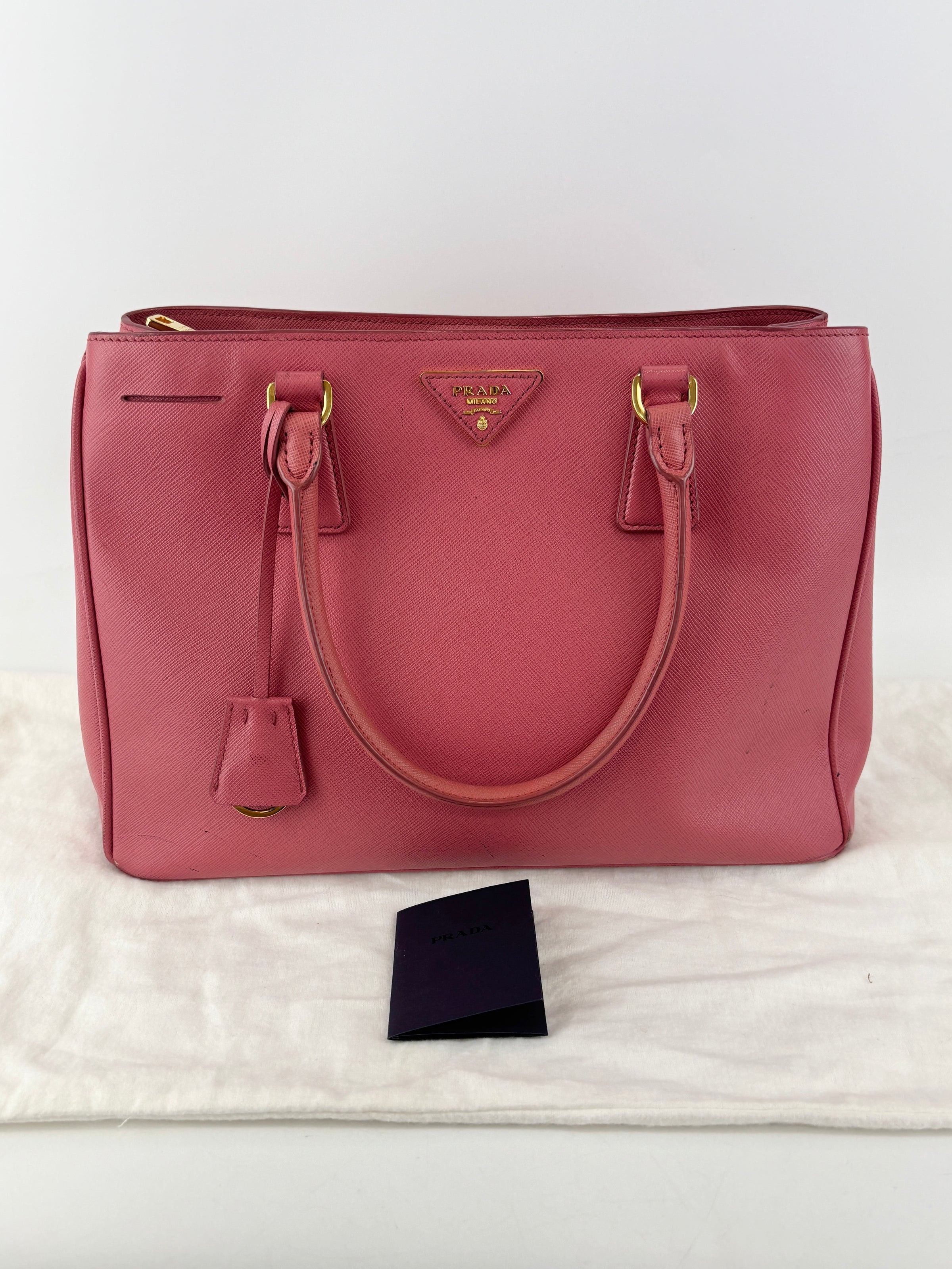 BN1874 Galleria Medium Saffiano Lux Single Zip Tote Peonia