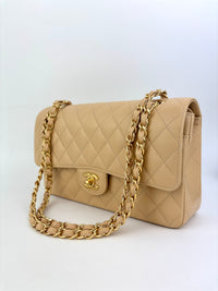 Classic Flap Medium Beige Caviar GHW - Glampot