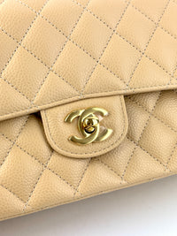 Classic Flap Medium Beige Caviar GHW - Glampot