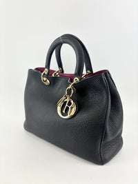 Diorissimo Medium Black Pebbled Leather Tote