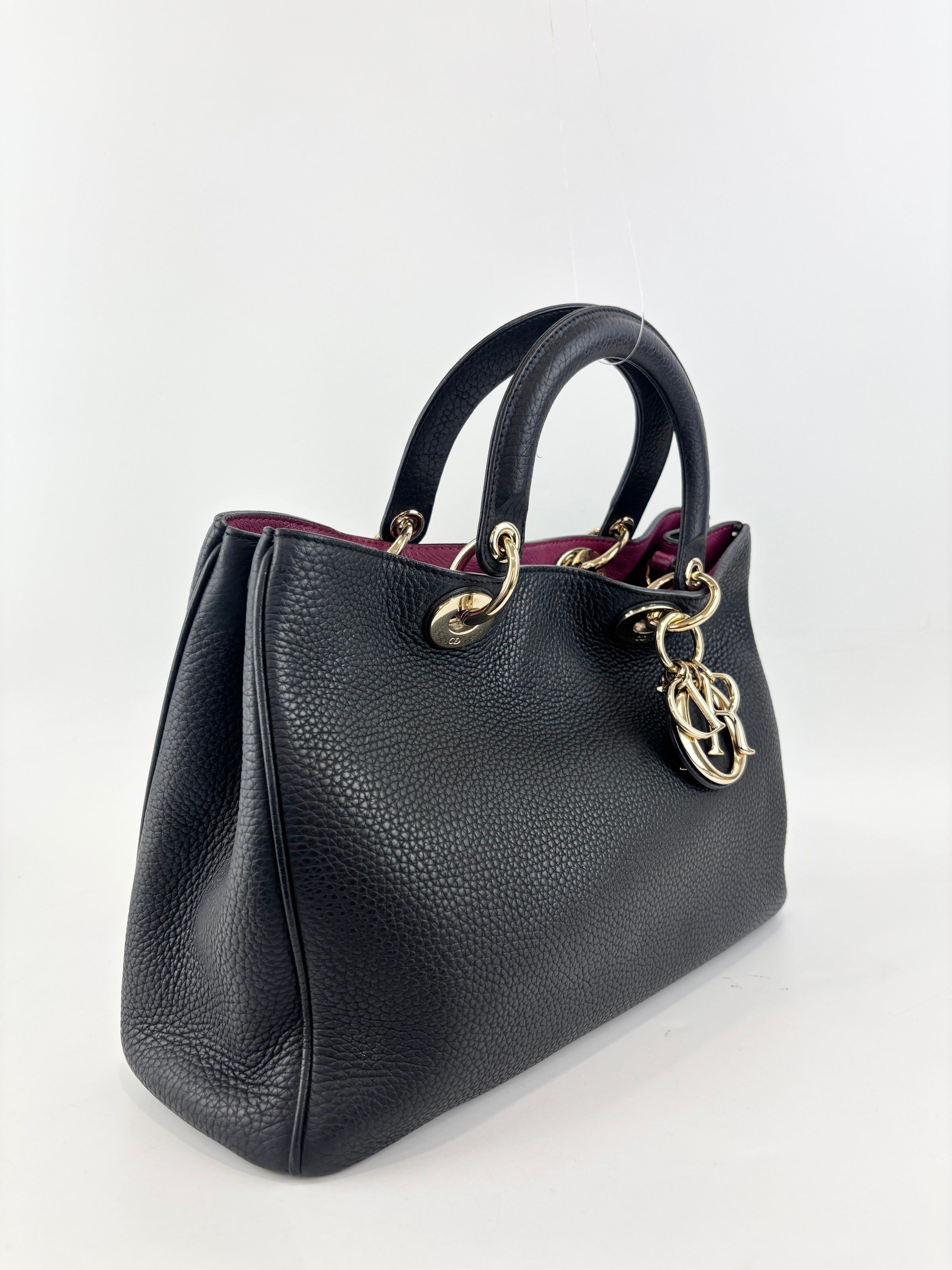 Diorissimo Medium Black Pebbled Leather Tote