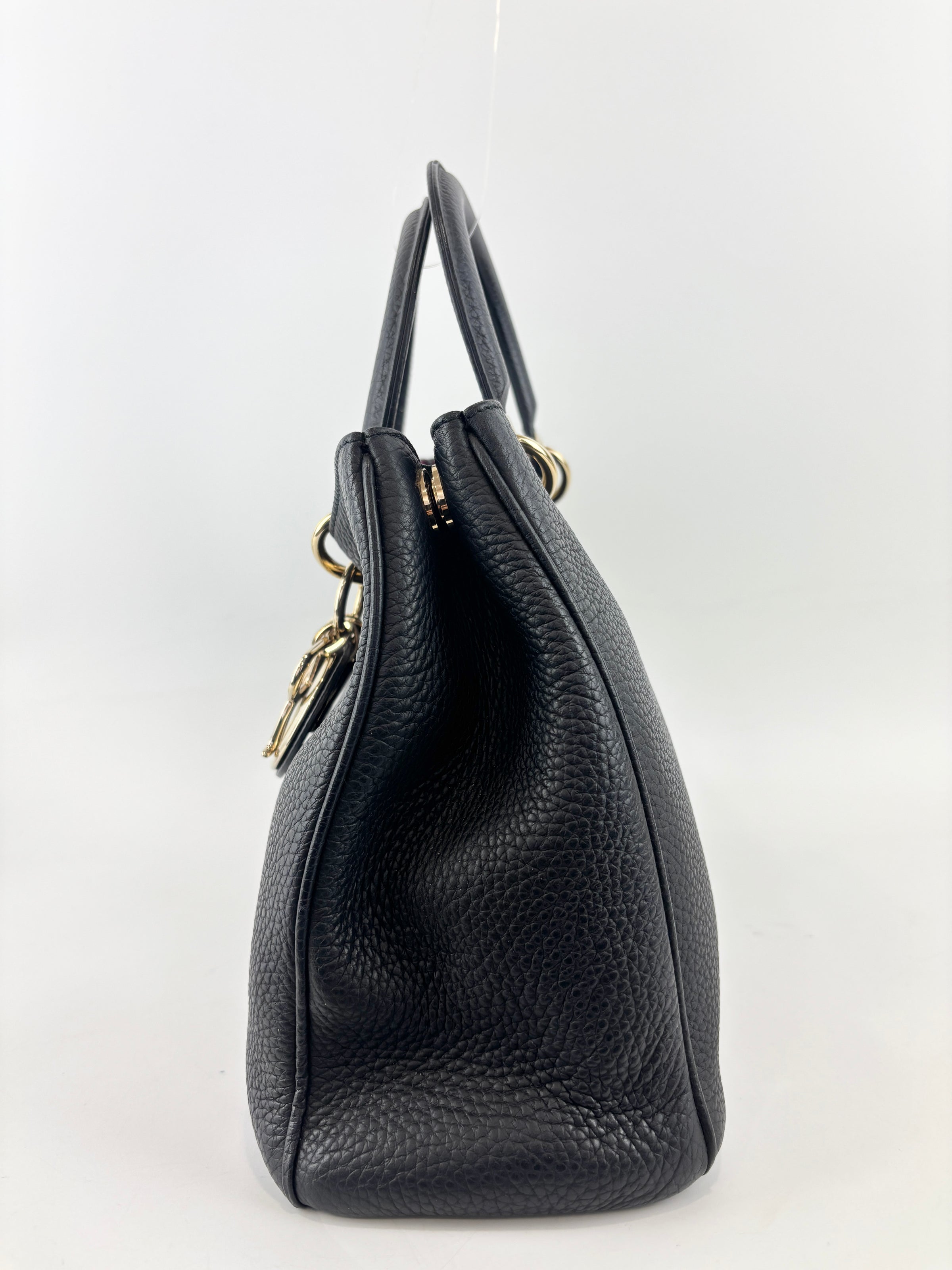 Diorissimo Medium Black Pebbled Leather Tote