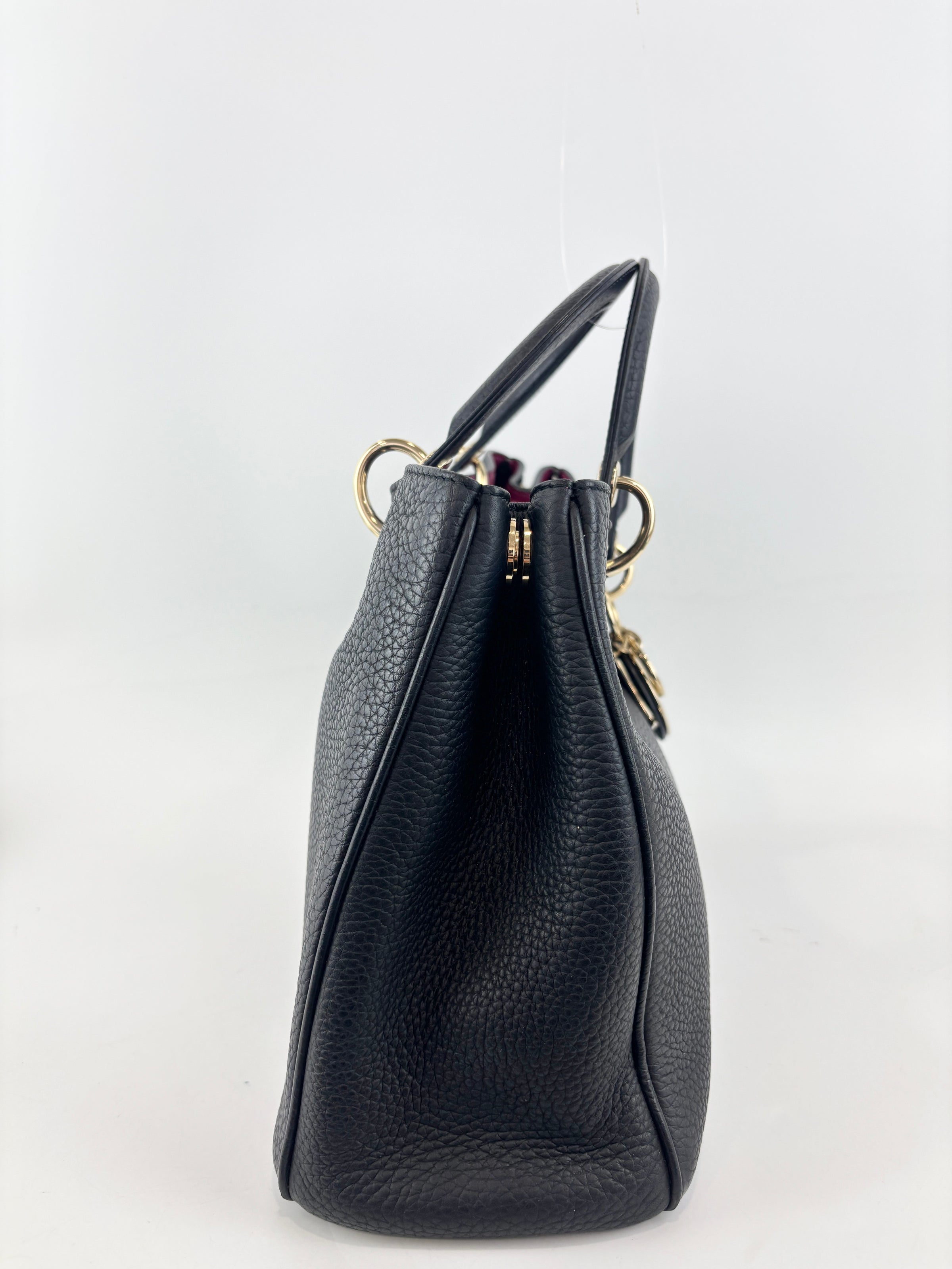 Diorissimo Medium Black Pebbled Leather Tote