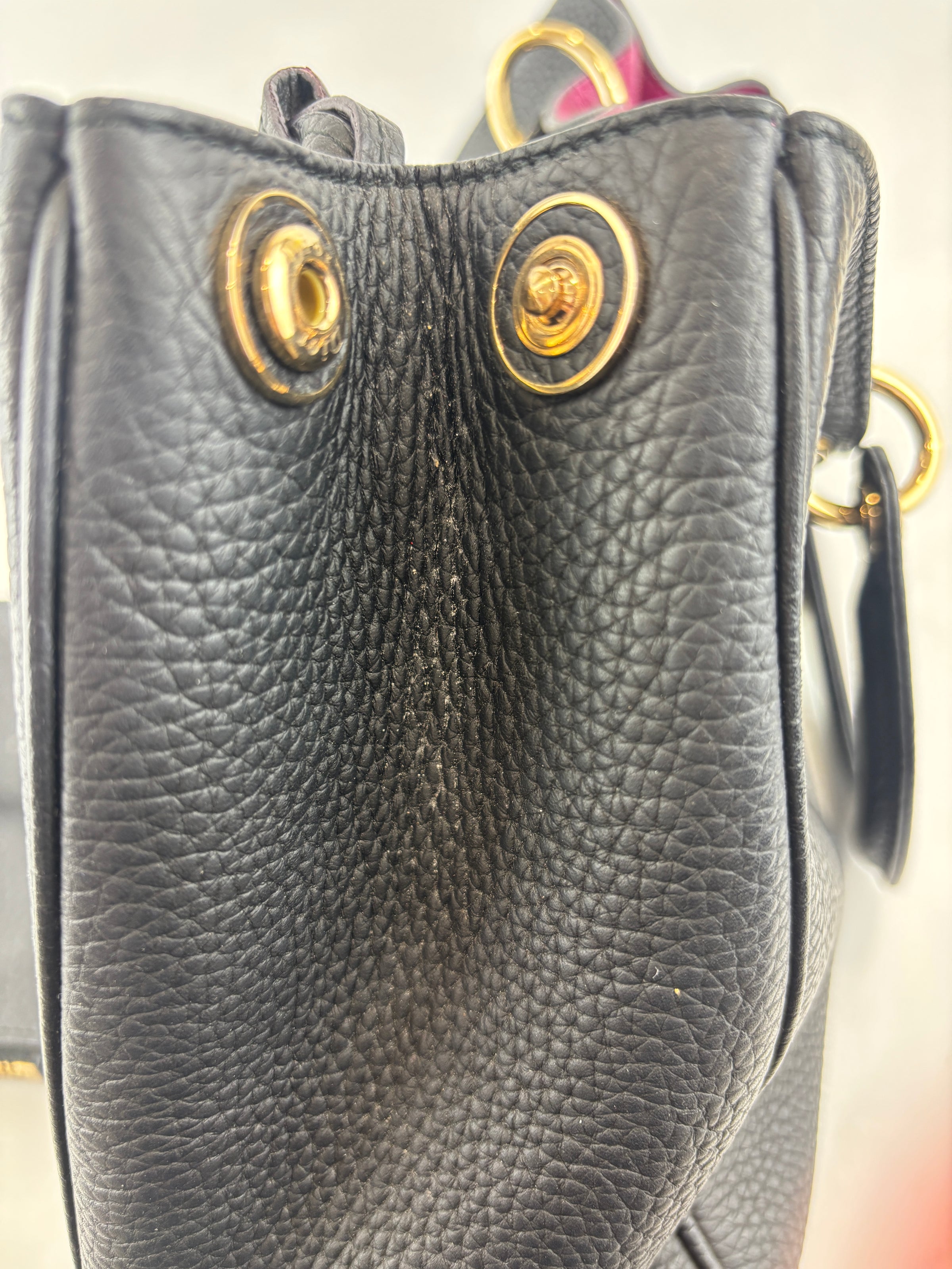 Diorissimo Medium Black Pebbled Leather Tote