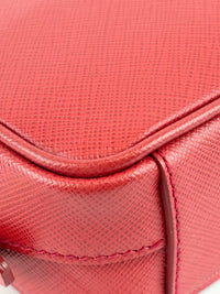 1N1674 Mini Zip-Top Camera Crossbody Bag in Fuoco Saffiano Leather