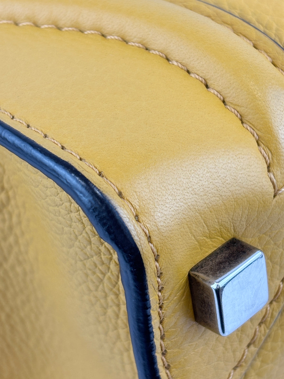 Micro Luggage Tote Bag in Yellow Leather