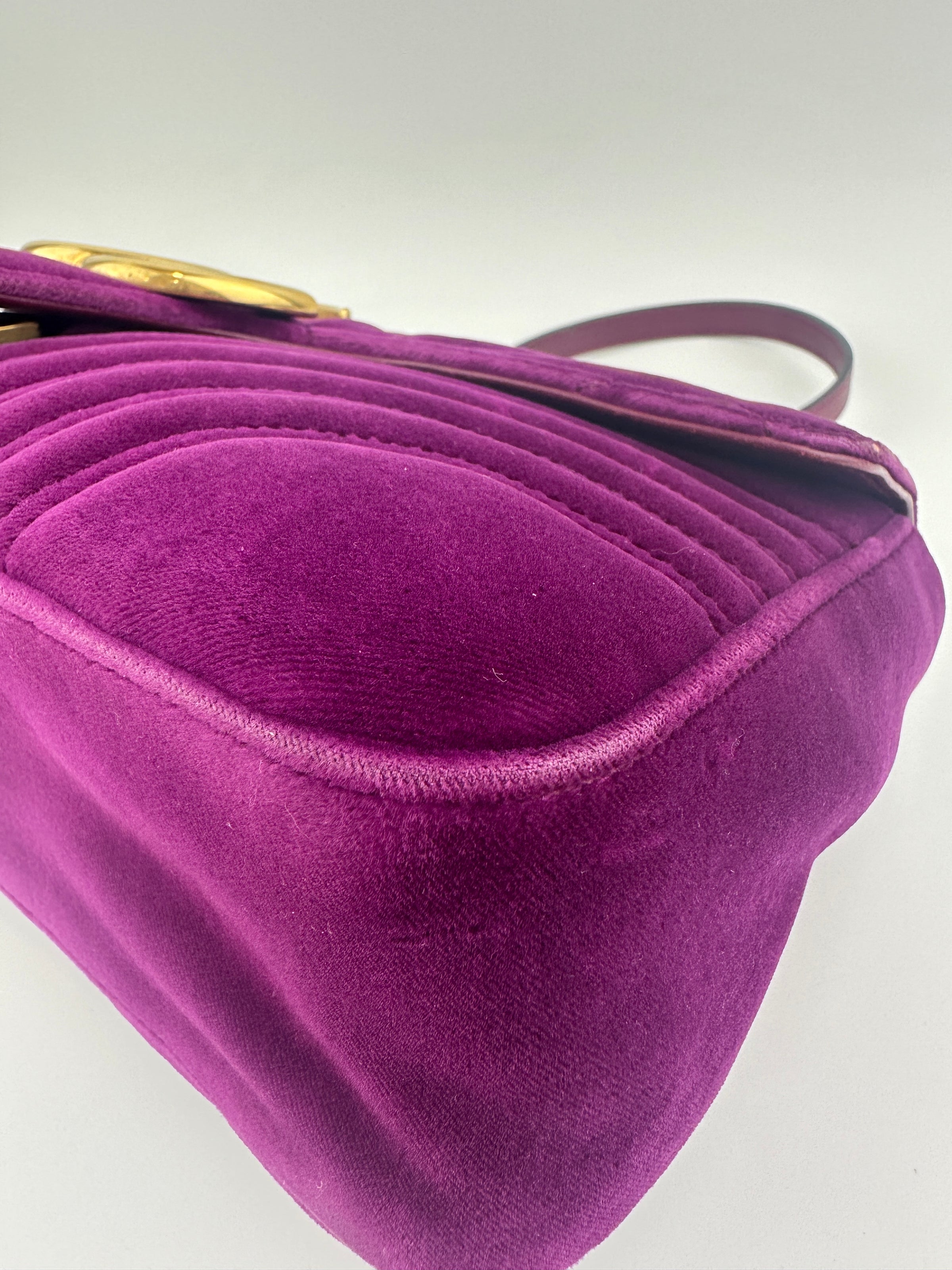 Marmont Medium Purple Quilted Velvet Bag