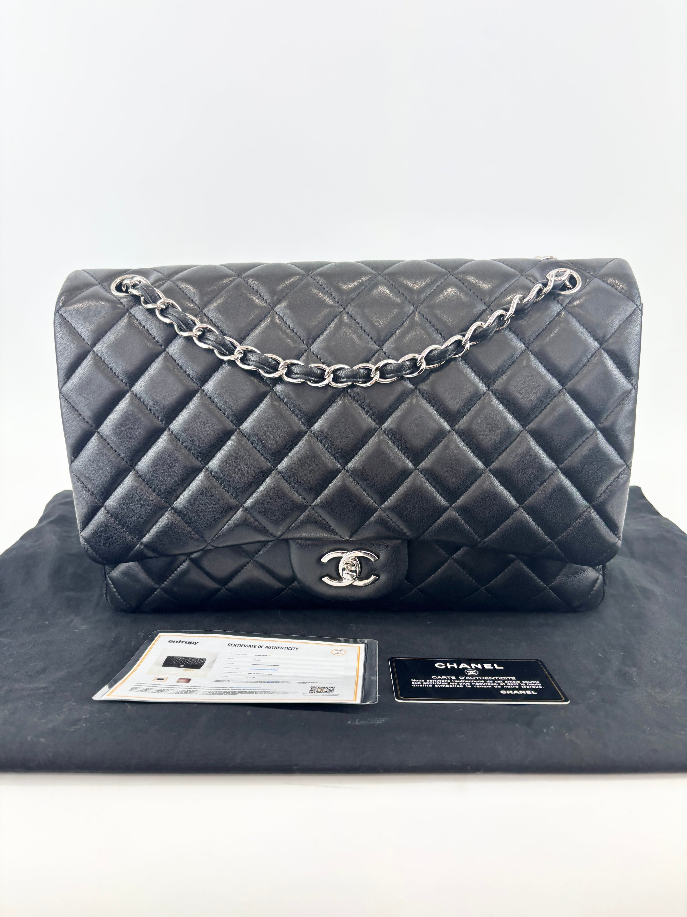 Maxi Flap Lambskin Black SHW
