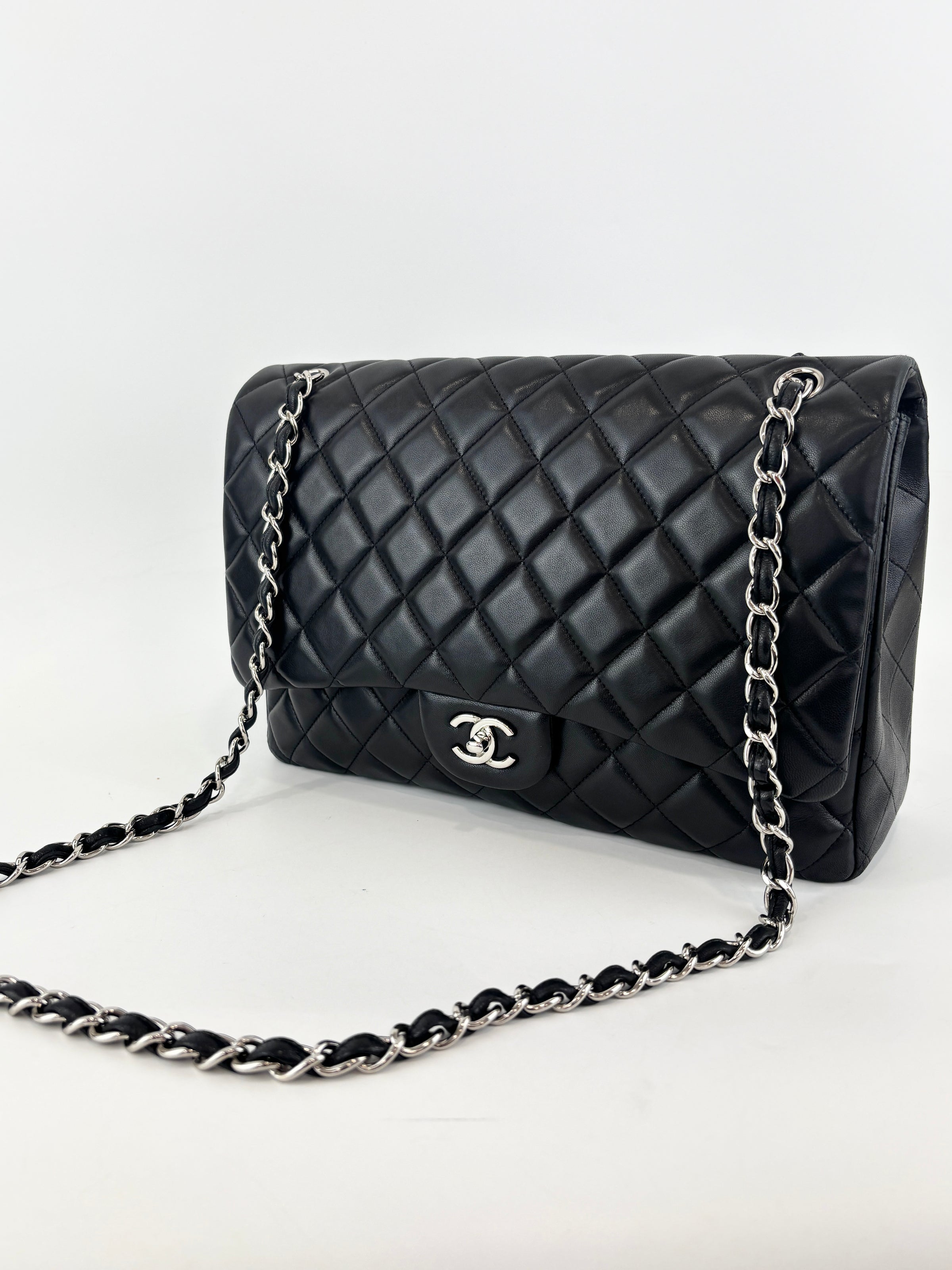 Maxi Flap Lambskin Black SHW