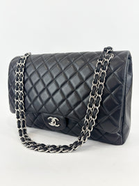 Maxi Flap Lambskin Black SHW