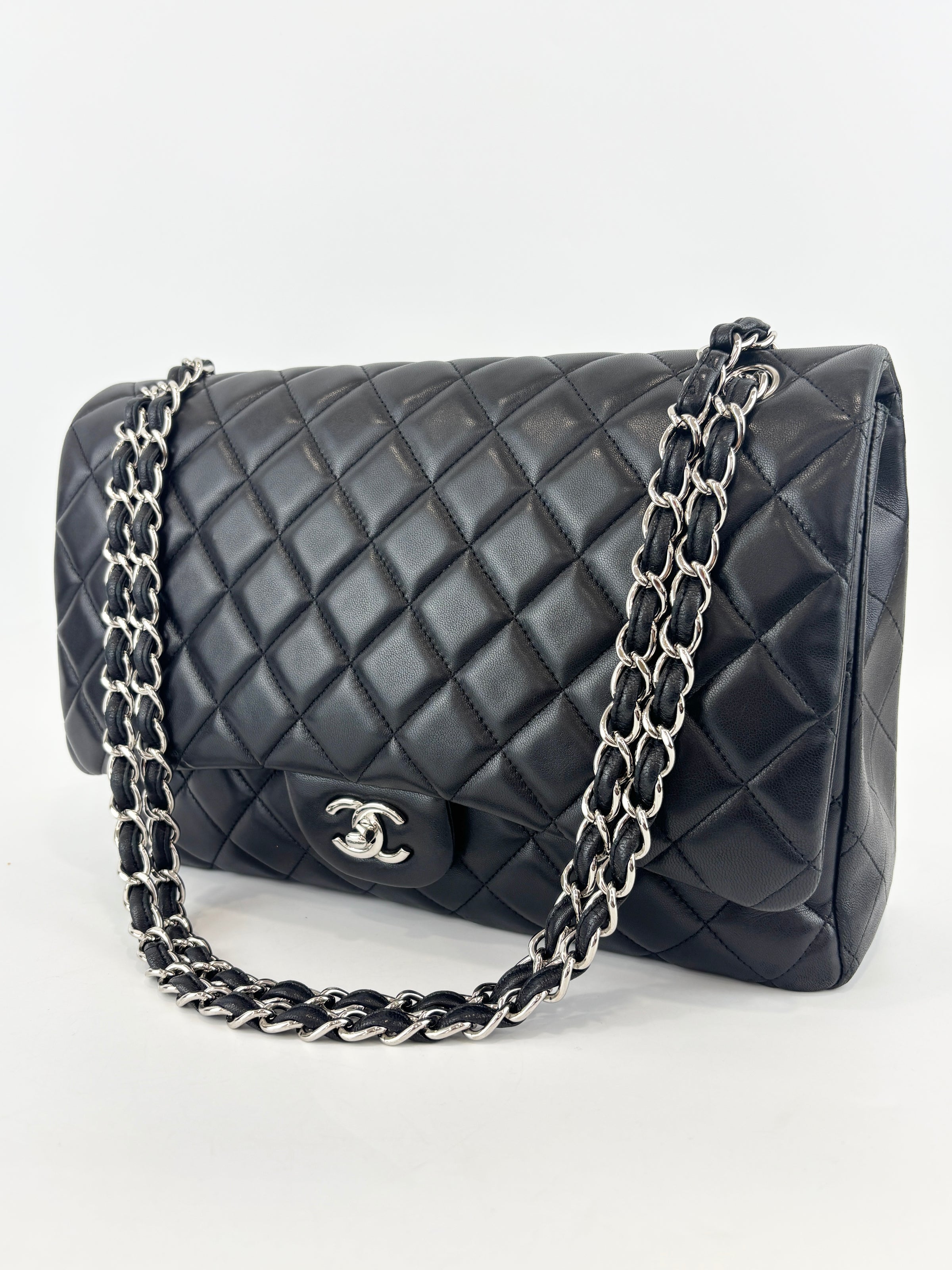 Maxi Flap Lambskin Black SHW