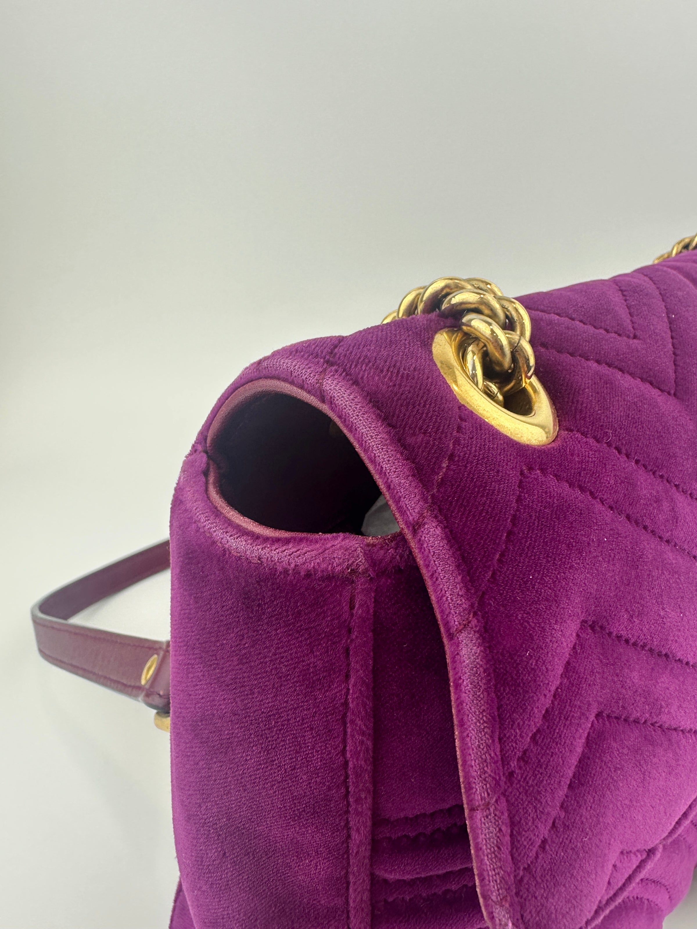 Marmont Medium Purple Quilted Velvet Bag