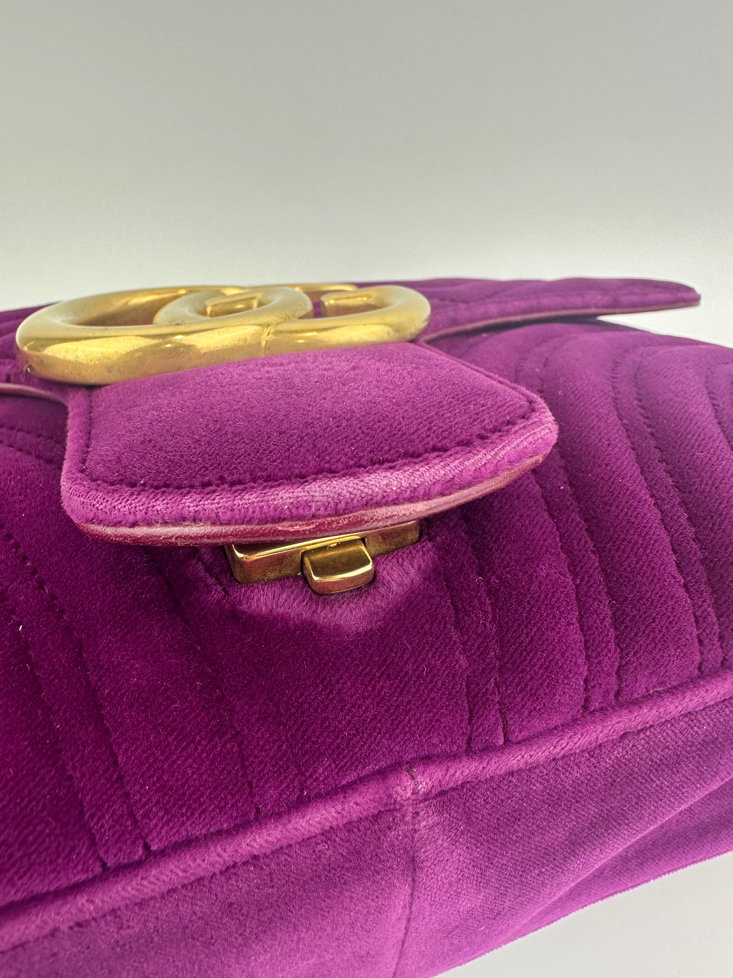 Marmont Medium Purple Quilted Velvet Bag