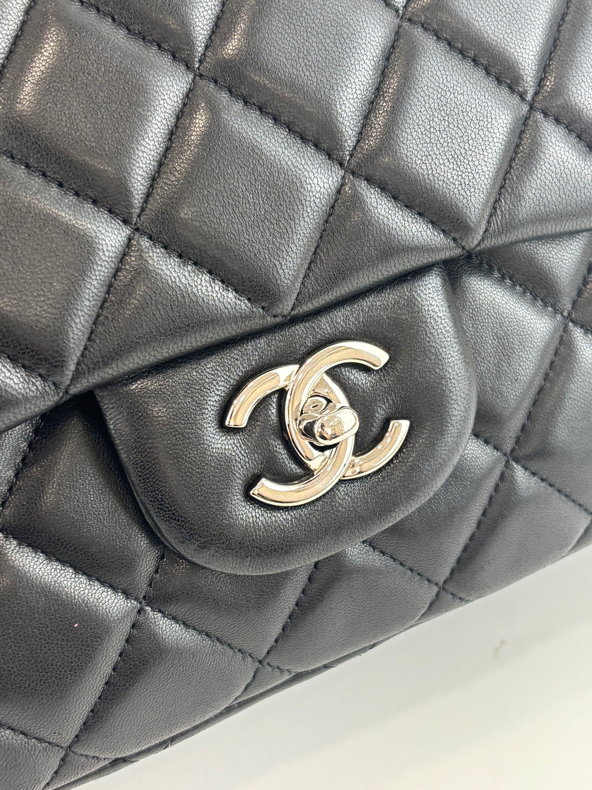 Maxi Flap Lambskin Black SHW
