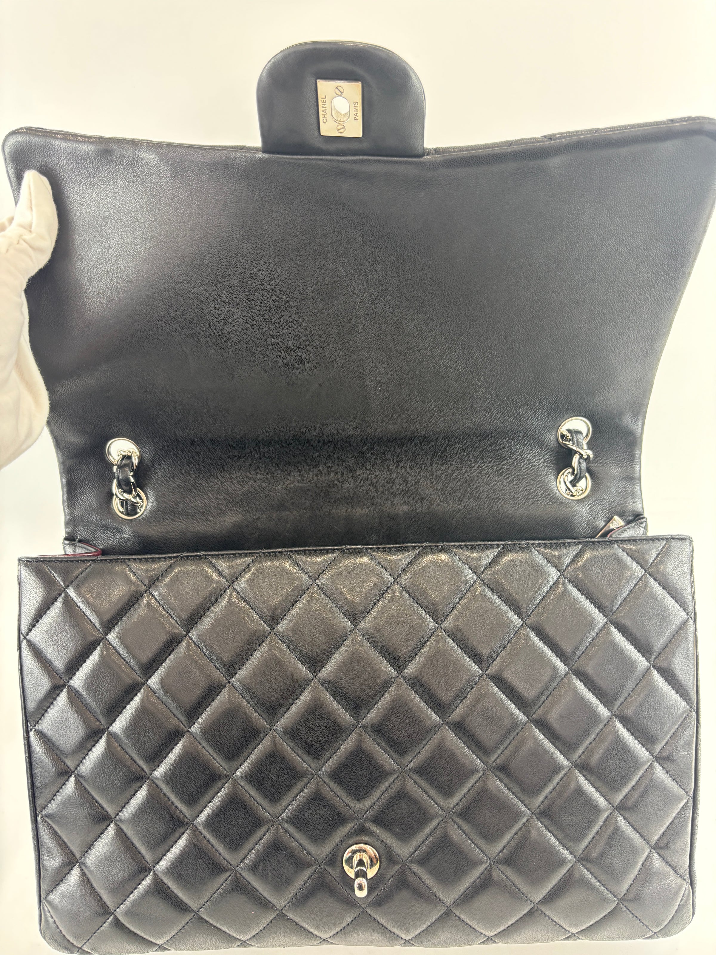 Maxi Flap Lambskin Black SHW