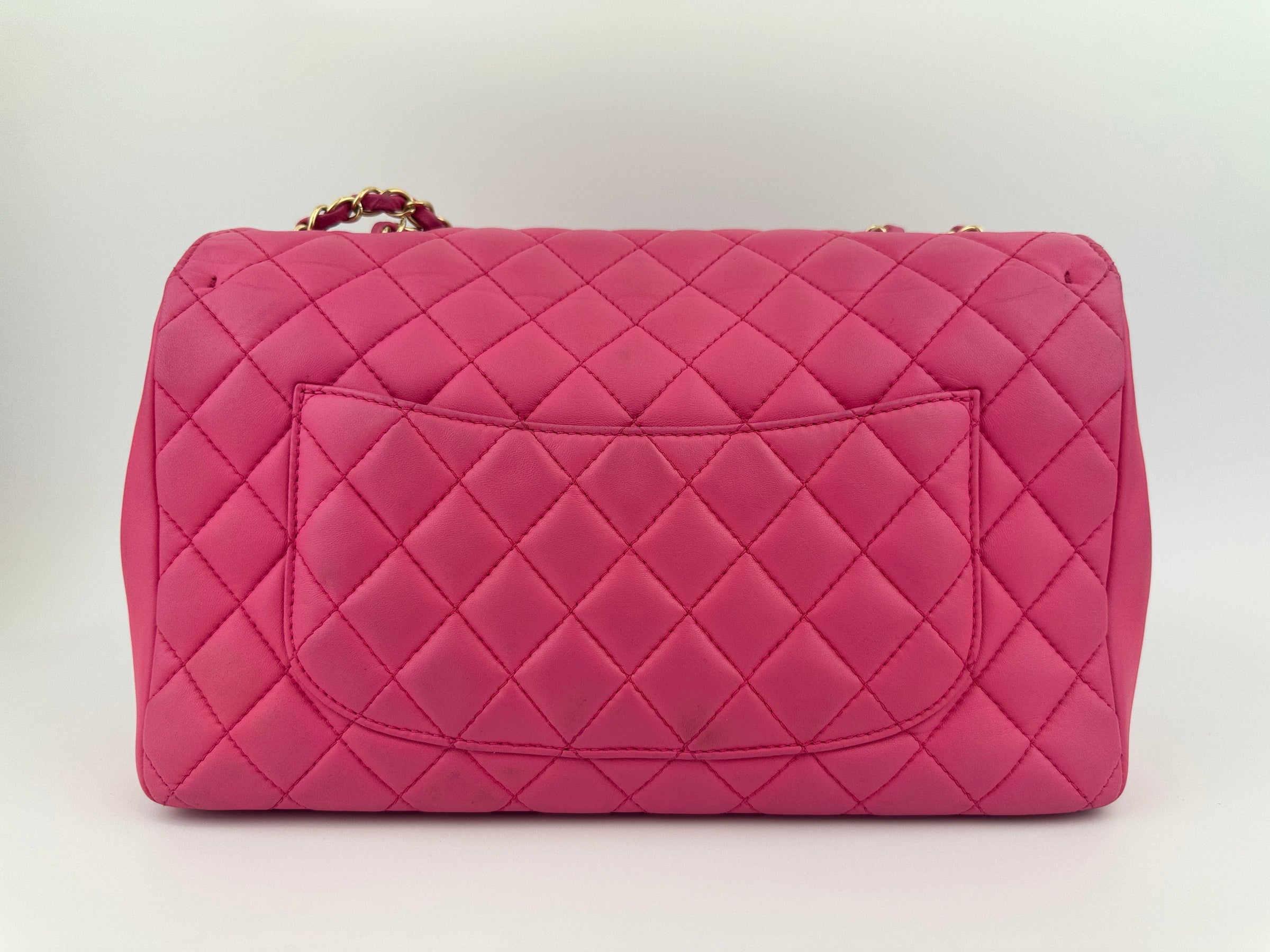 Mademoiselle Chic Pink Quilted  Lambskin Leather Flap Bag GHW