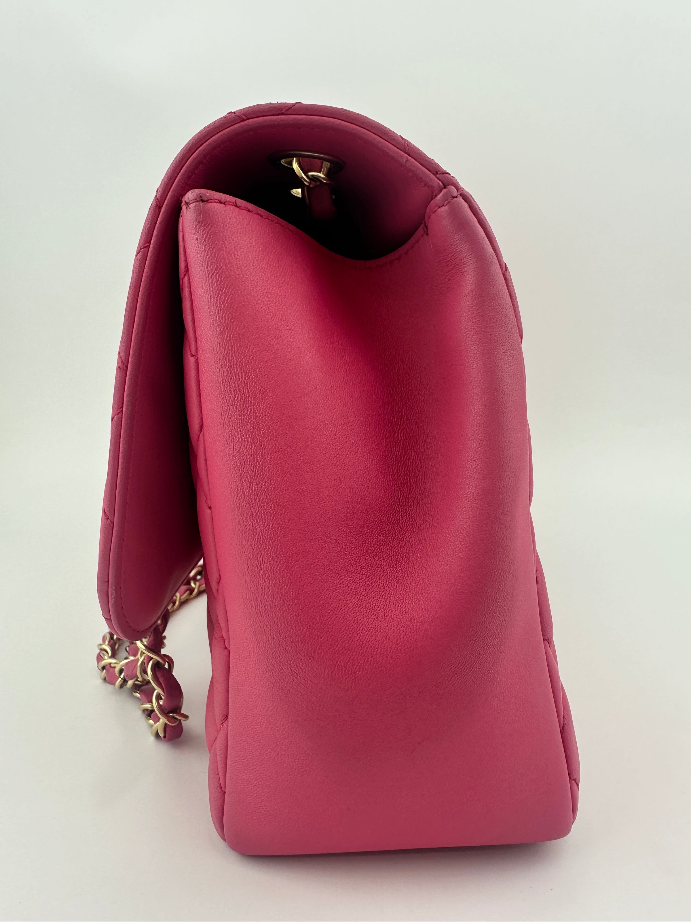 Mademoiselle Chic Pink Quilted  Lambskin Leather Flap Bag GHW