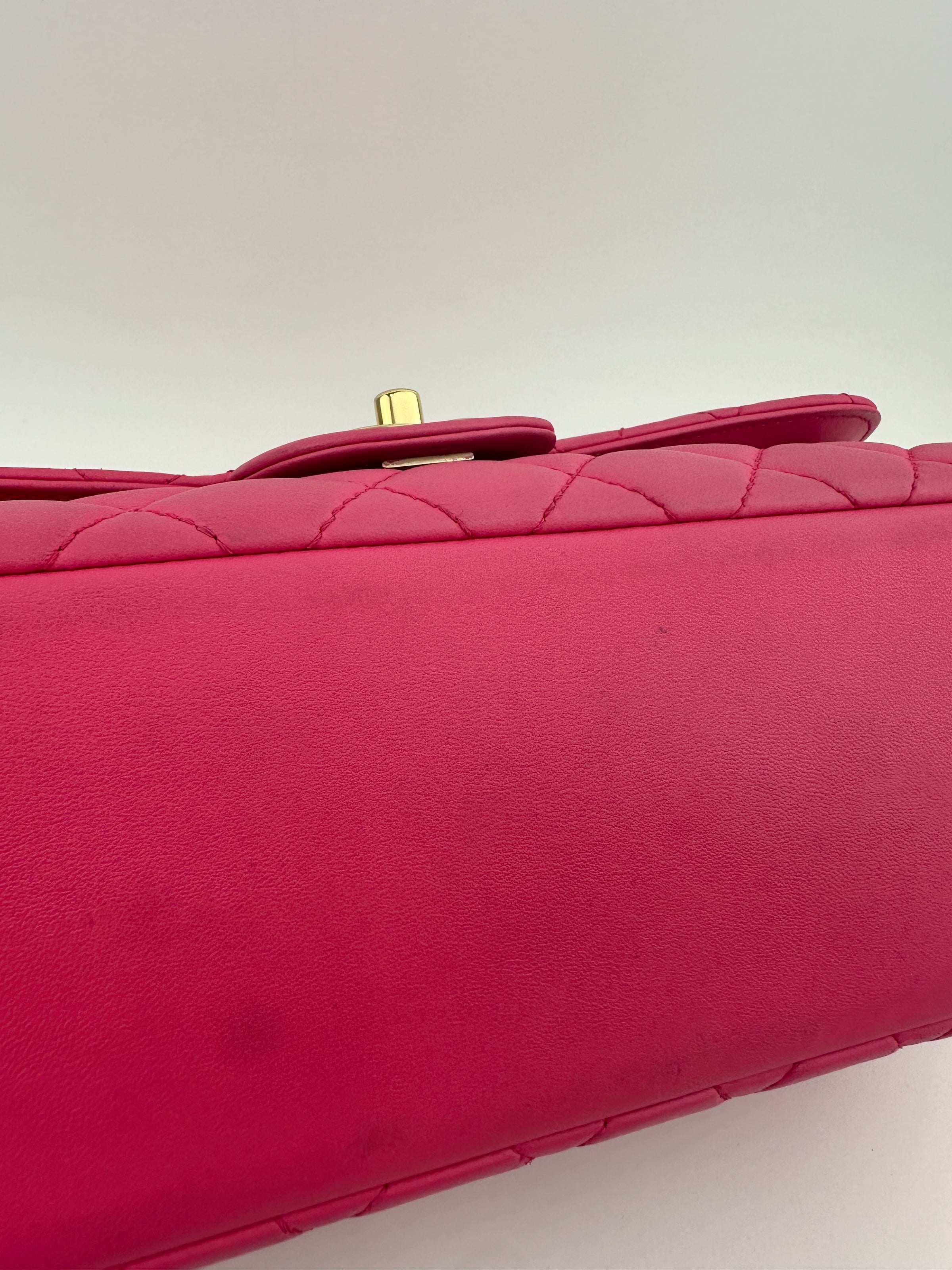 Mademoiselle Chic Pink Quilted  Lambskin Leather Flap Bag GHW