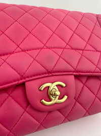 Mademoiselle Chic Pink Quilted  Lambskin Leather Flap Bag GHW