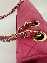Mademoiselle Chic Pink Quilted  Lambskin Leather Flap Bag GHW