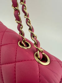 Mademoiselle Chic Pink Quilted  Lambskin Leather Flap Bag GHW