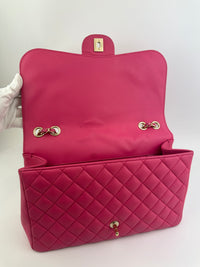 Mademoiselle Chic Pink Quilted  Lambskin Leather Flap Bag GHW