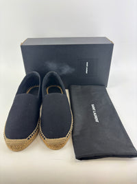 Signature Embroidered Espadrilles in Black Size 40