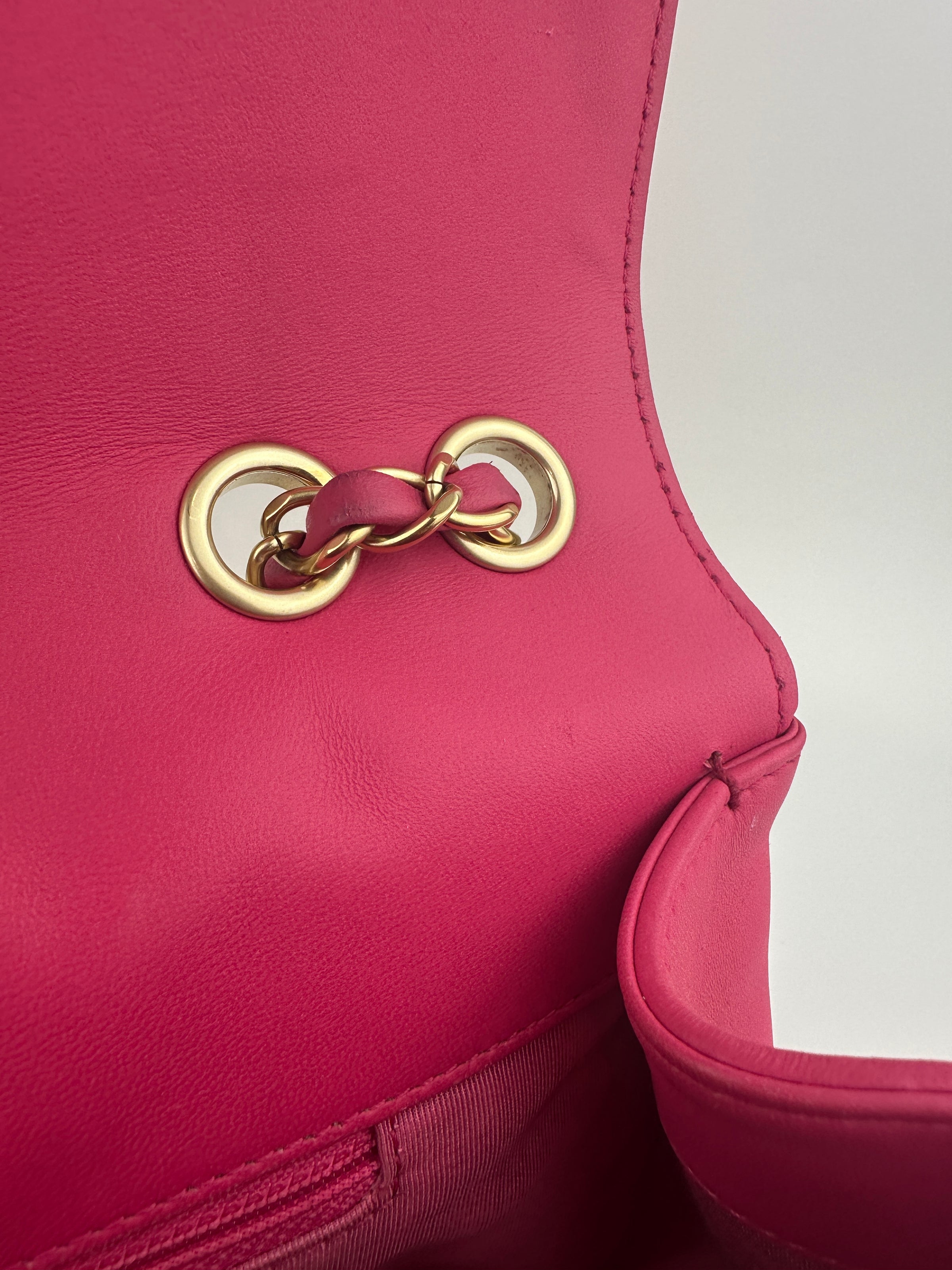 Mademoiselle Chic Pink Quilted  Lambskin Leather Flap Bag GHW