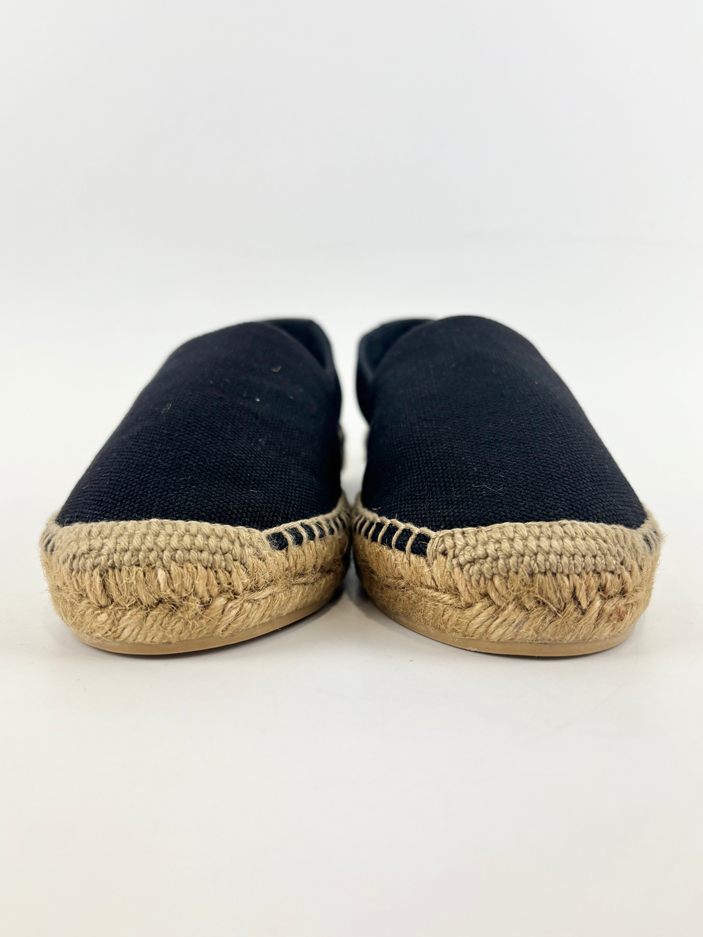 Signature Embroidered Espadrilles in Black Size 40