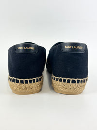 Signature Embroidered Espadrilles in Black Size 40