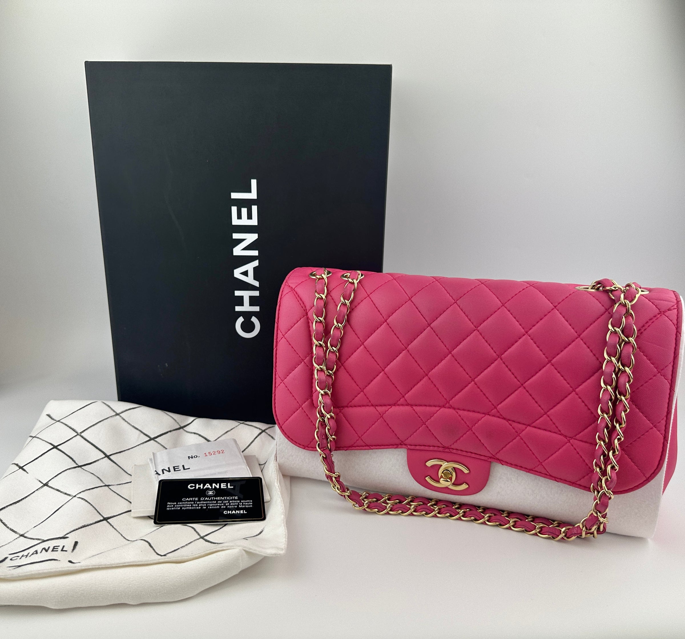 Mademoiselle Chic Pink Quilted  Lambskin Leather Flap Bag GHW