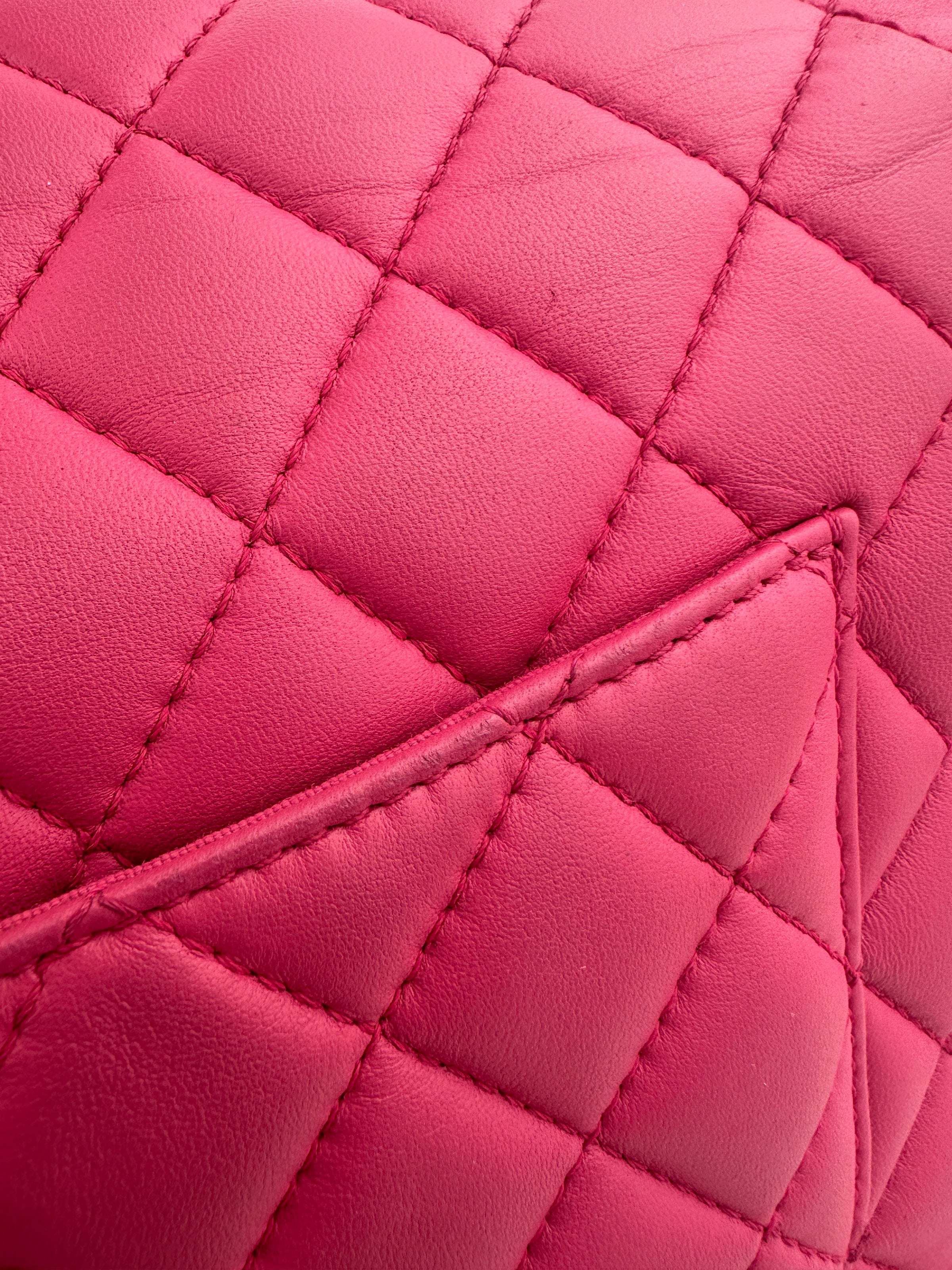 Mademoiselle Chic Pink Quilted  Lambskin Leather Flap Bag GHW