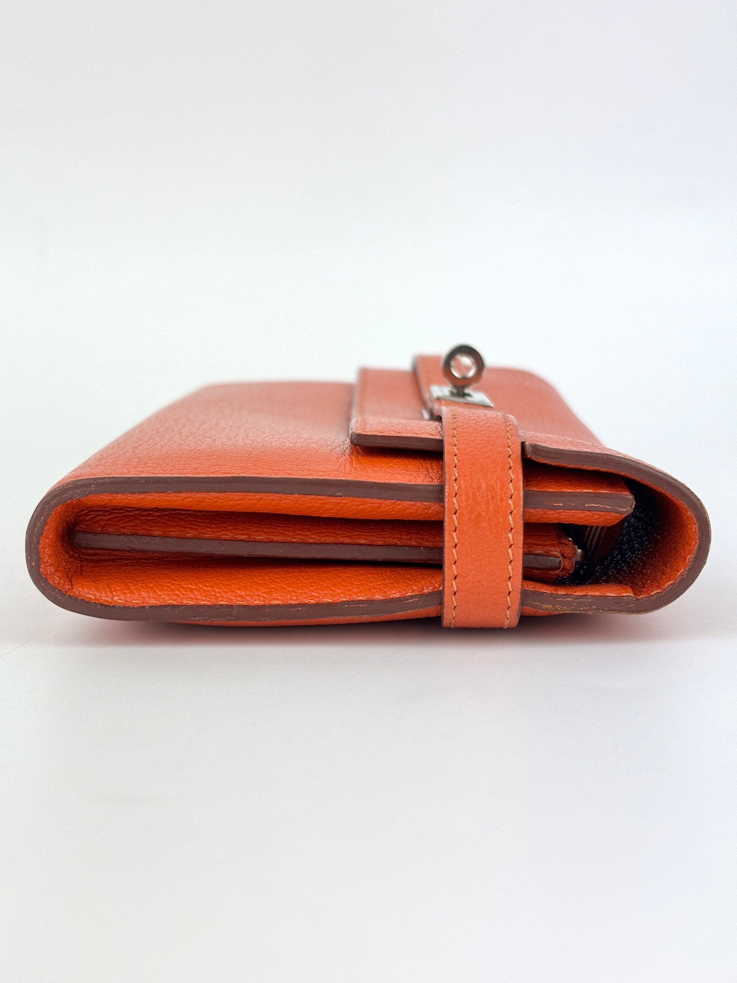 Kelly Long Wallet Feu Chevre Mysore Argente PHW - Glampot