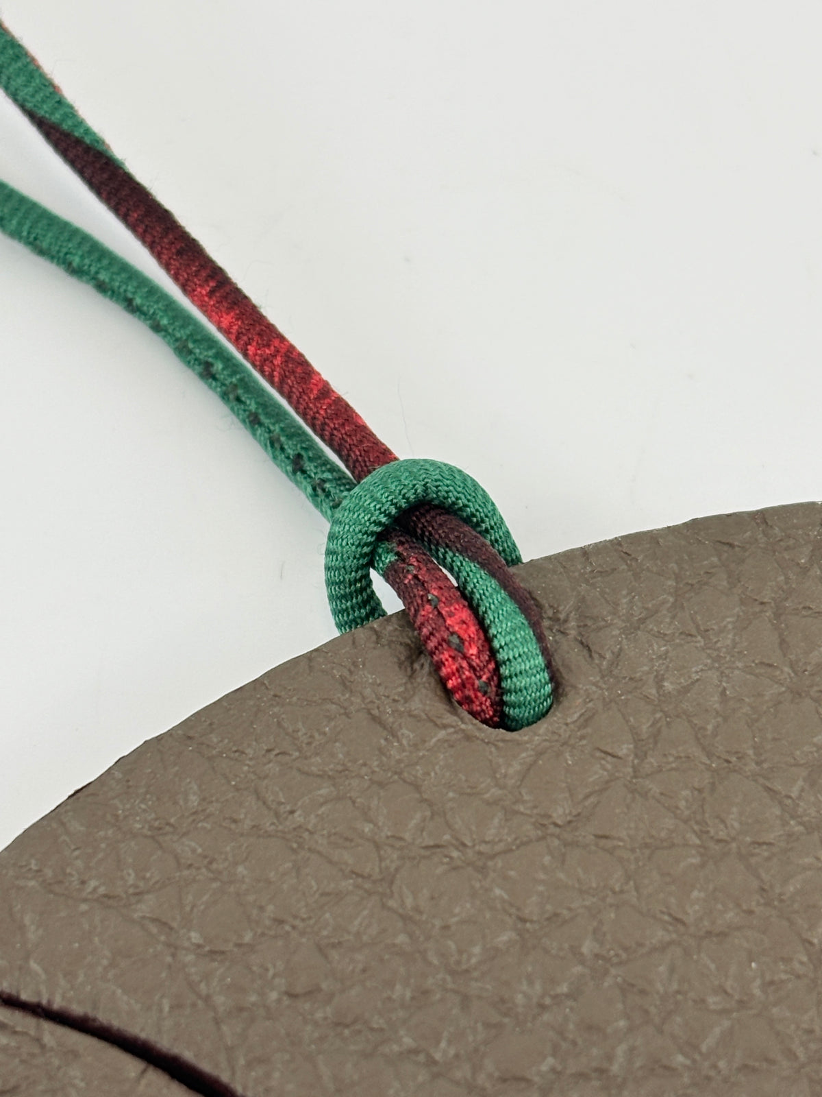Petit H Leather Elephant Bag Charm in Epsom Rouge / Togo Etain