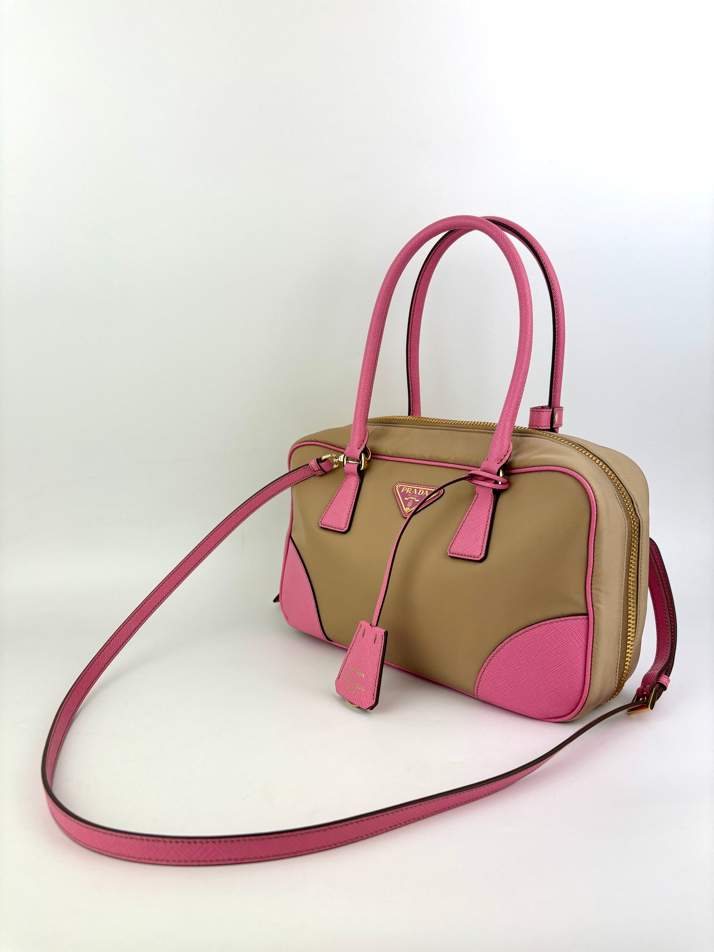 1BB115 Re-Edition 1978 Re-Nylon & Saffiano Medium Bag Camel - Glampot