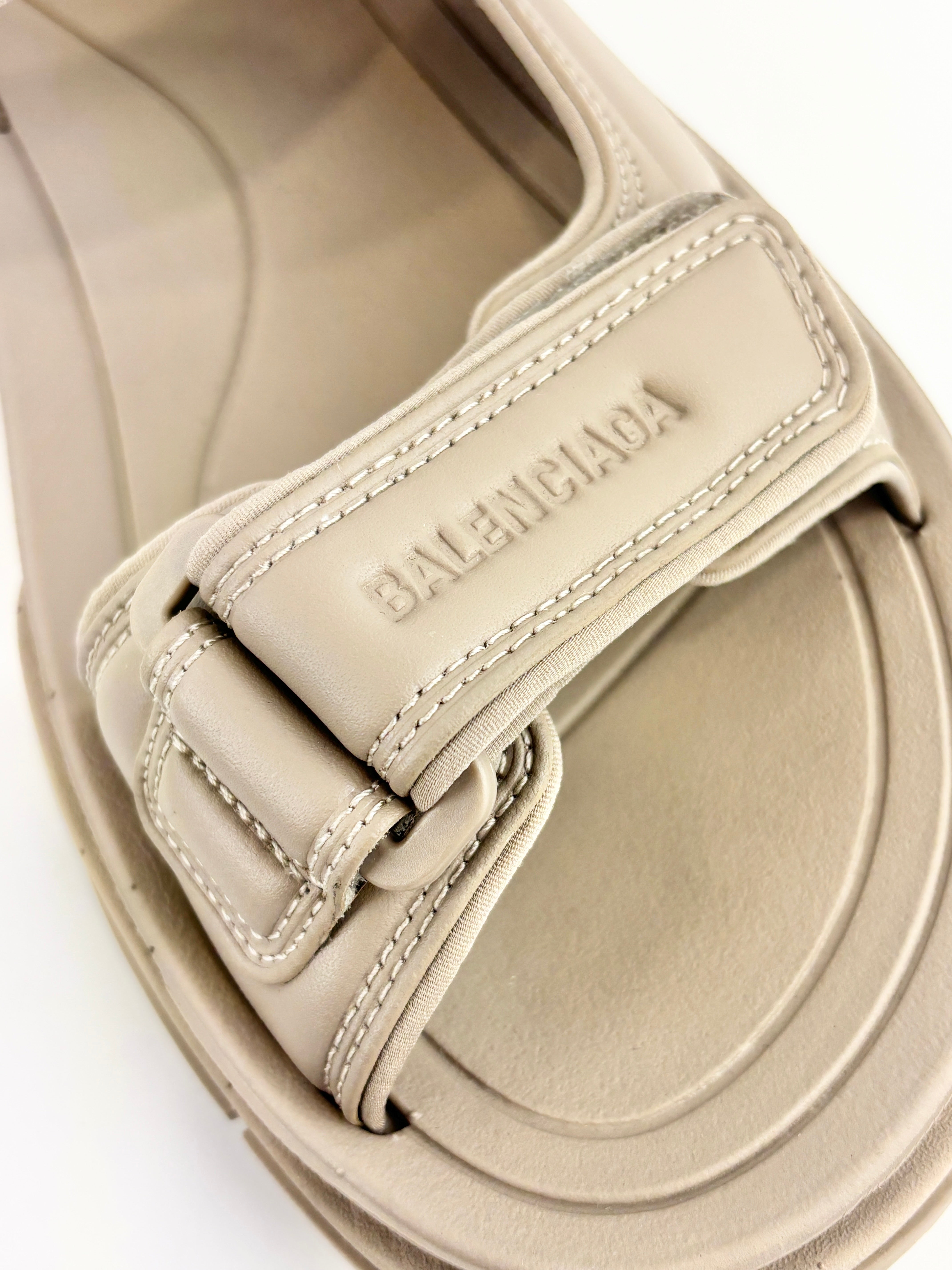 Balenciaga Tourist Sandals Taupe Faux Leather Size 41 | Glampot
