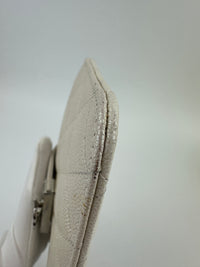AP0154 White Caviar Leather Pouch with Interlocking CC SHW