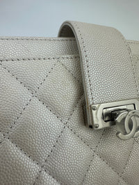 AP0154 White Caviar Leather Pouch with Interlocking CC SHW