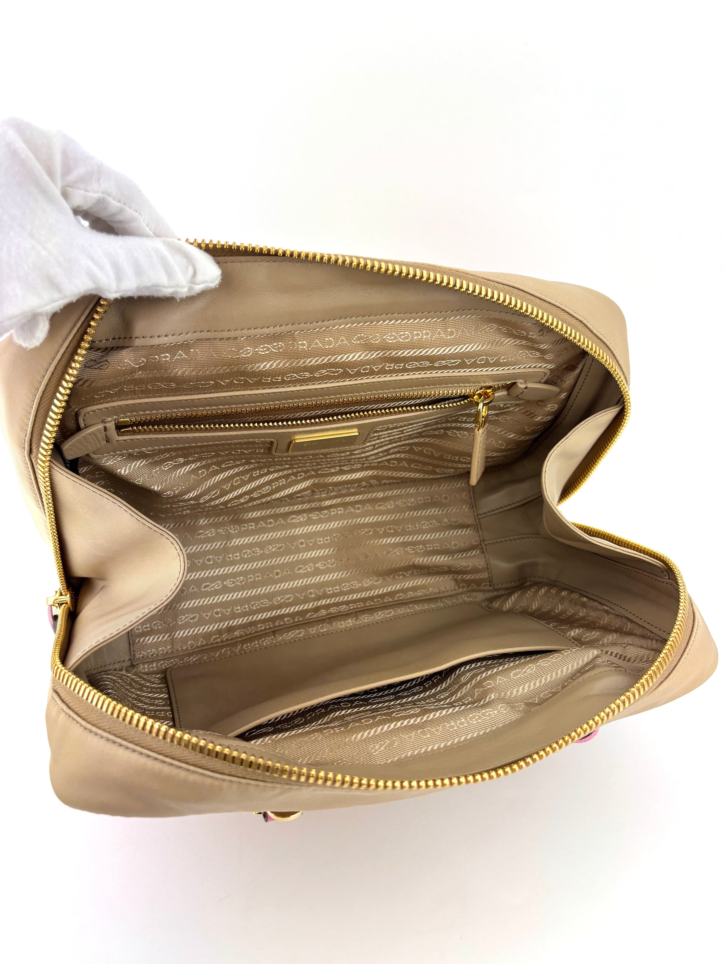 1BB115 Re-Edition 1978 Re-Nylon & Saffiano Medium Bag Camel - Glampot