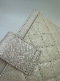 AP0154 White Caviar Leather Pouch with Interlocking CC SHW