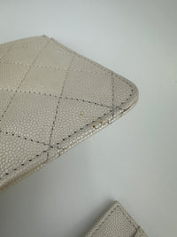 AP0154 White Caviar Leather Pouch with Interlocking CC SHW