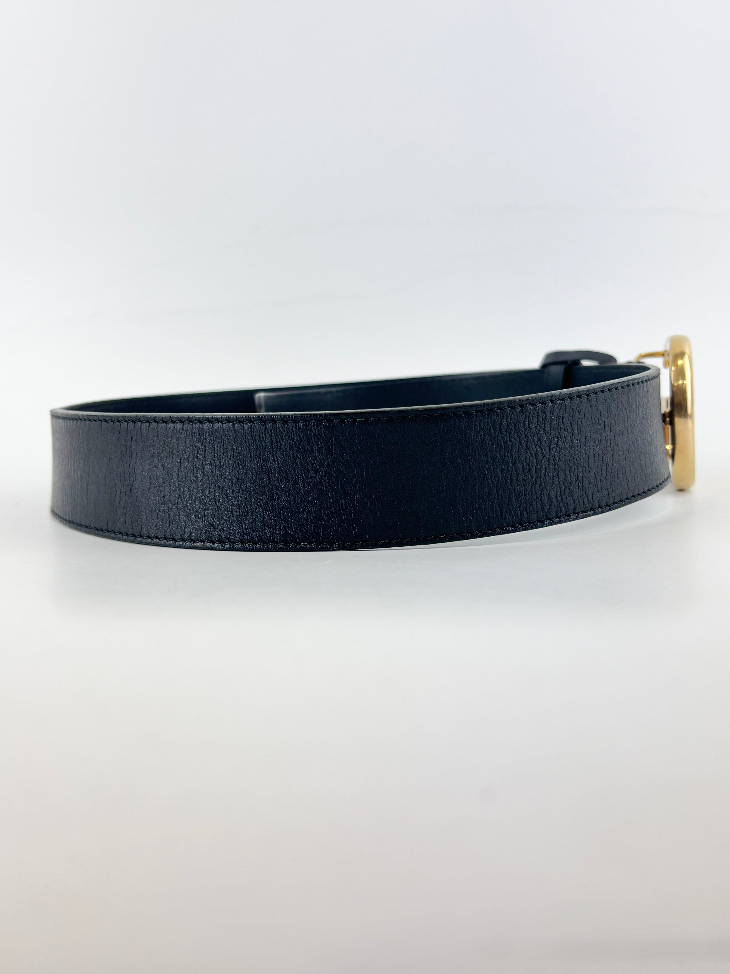 400593 GG Marmont Wide Belt Black Leather GHW Size 80