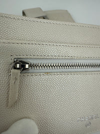 AP0154 White Caviar Leather Pouch with Interlocking CC SHW