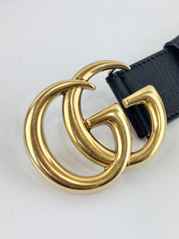 400593 GG Marmont Wide Belt Black Leather GHW Size 80