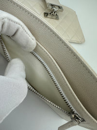 AP0154 White Caviar Leather Pouch with Interlocking CC SHW